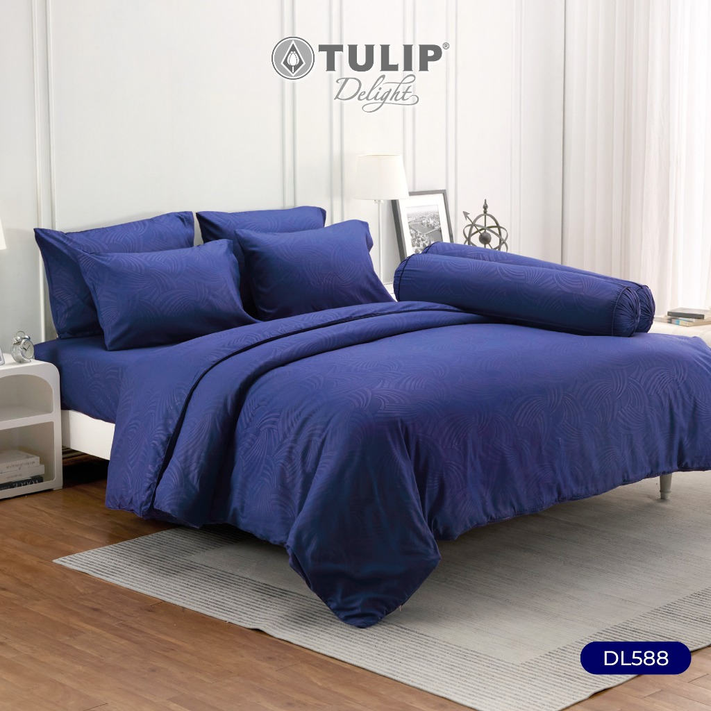 TULIP รุ่นTULIP Delight สีพื้นอัดลาย DL588 มีลายนูนเบาๆ บนเนื้อผ้าสัมผัสได้ ชุดเครื่องนอน ผ้าปูที่นอน ผ้าห่มนวม