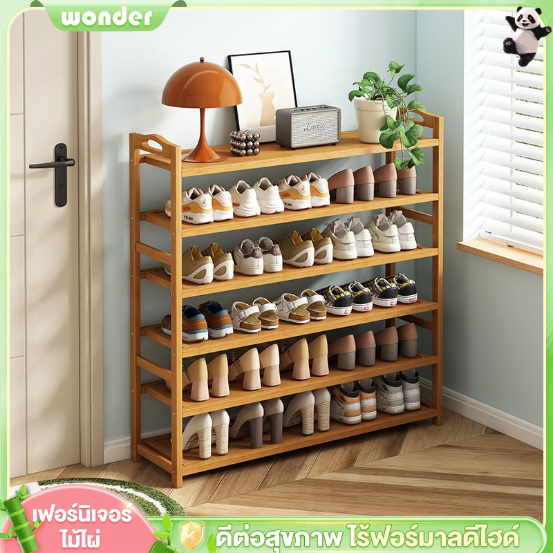 ชั่นวางรองเท้า ทำจากไม้ไผ่แท้ ใช้จัดเก็บรองเท้า ชั้นวางรองเท้า shoes shelfในห้องนั่งเล่น มีให้เลือกหลากหลายชั้น