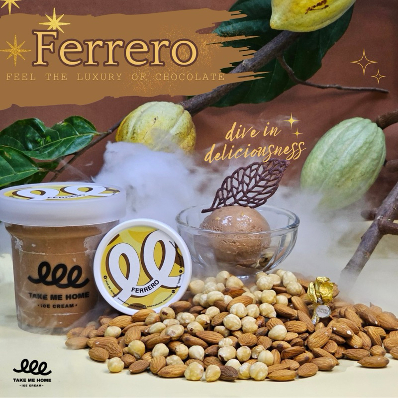 ( เฟอเรโร่ 1 ถ้วย16 ออนซ์) ( Ferrero 1 pint 16 oz. ice cream take me home) ฿360
