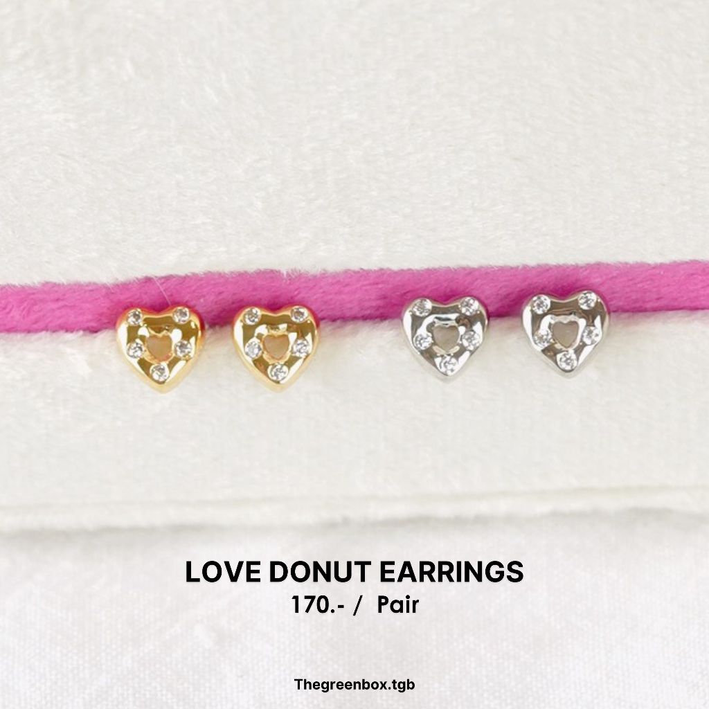 ต่างหู Love Donut earrings ก้านเงินแท้ S925 - TheGreenBox