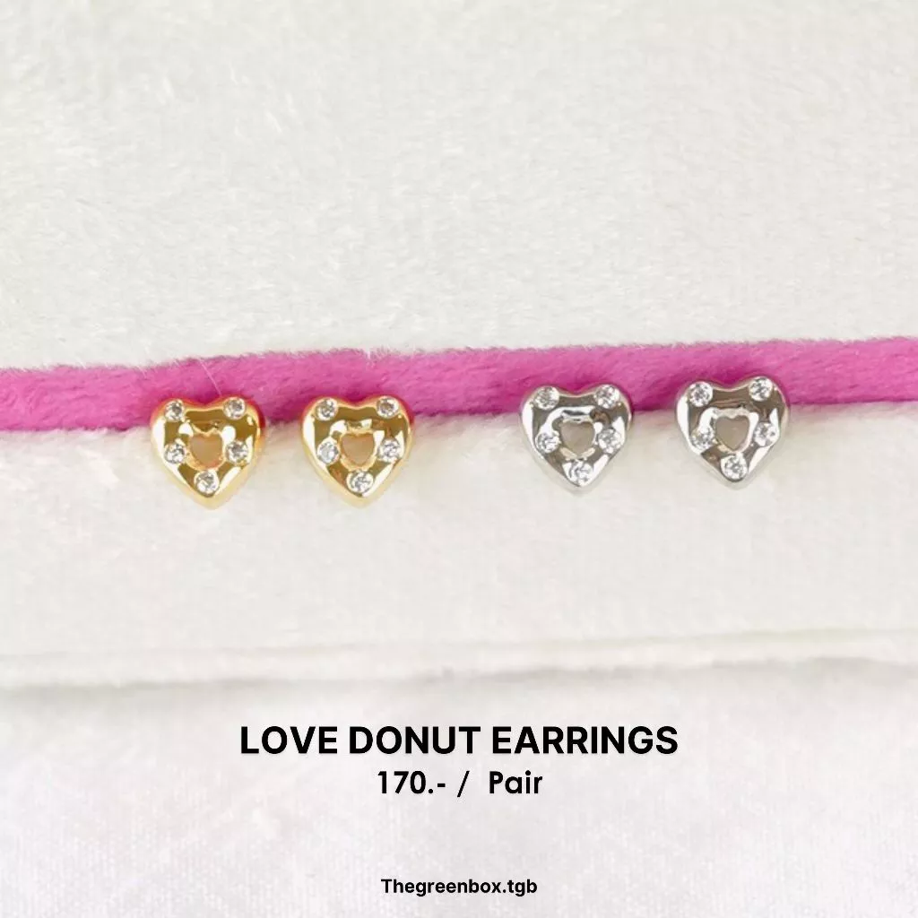 ต่างหู Love Donut earrings ก้านเงินแท้ S925 - TheGreenBox