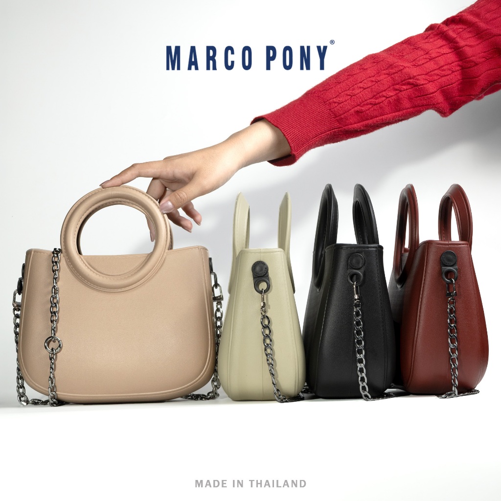 Marco Pony กระเป๋าถือ ทรงโฮโบ กระเป๋าสะพาย วัสดุ EVA แบบกันน้ำ แฟชั่น ทนทาน น้ำหนักเบา ดีไซน์เรียบง่าย ใบขนาดเล็ก BP1009