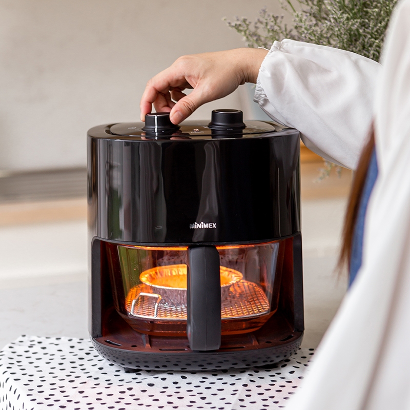 (MiniMex) Air Fryer หม้อทอดไร้น้ำมัน มีให้เลือก 2 สี สีดำและสีครีม