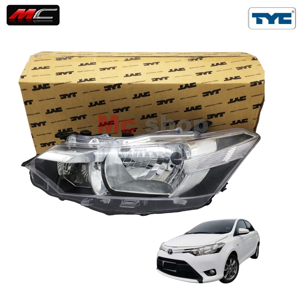 ไฟหน้า วีออส VIOS TOYOTA  2013 2014 2015 2016 โคมธรรมดา Vios Gen 3 รุ่น J และ E * TYC