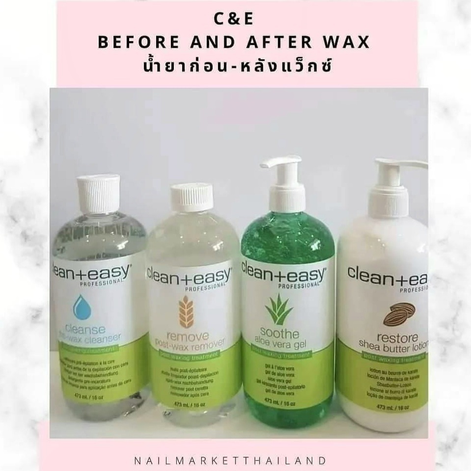 C&E🇺🇲เซตน้ำยาเช็ดWax 4ขวด 16oz. เช็ดผิวก่อน/หลังแว็กซ์ขน Cleanse,Remove,Soothe,Restore ของแท้จากUSA