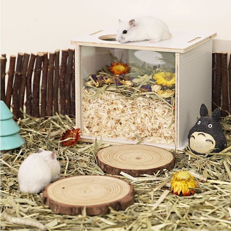 กล่องขุดไม้ + อะคริลิค, กล่องขุดหนูแฮมสเตอร์, กล่องทราย, หมีทองลึกไสพาร์ติชันไม้ก๊อกอนุภาคความชื้นดูดซับความชื้นอุปกรณ์ภ - รูปที่ 2