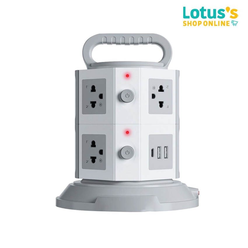 บีแอลแอล ปลั๊กไฟ TOWER 2สวิตซ์ 7ช่อง 3เมตร  รุ่น TOWER B82 (สีขาว) BLL PLUG TOWER 2SWITCH 7SOCKET 3M