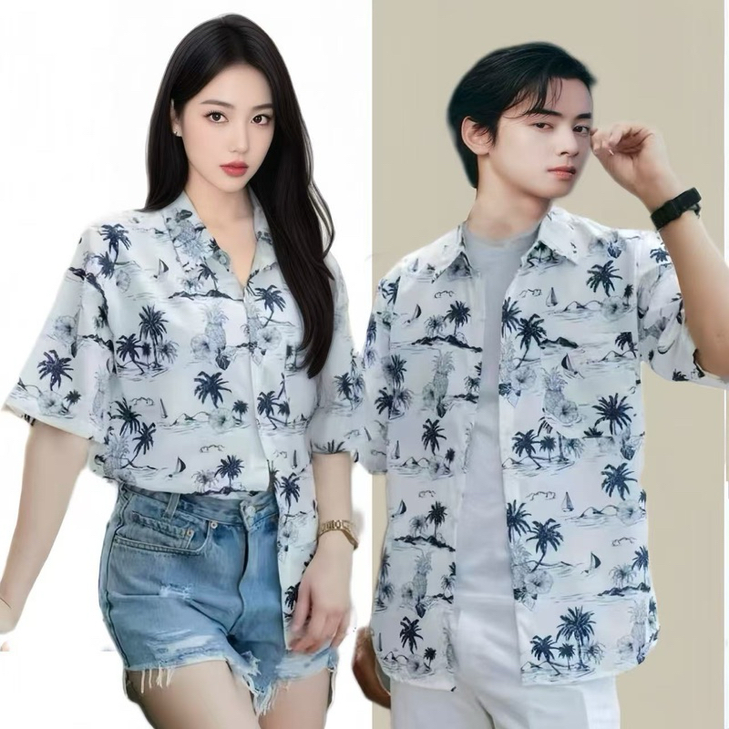 🔥NEW🔥Jwan shopเสื้อเชิ้ตฮาวายแขนสั้นสไตล์เกาหลี เสื้อใส่ได้ทั้งชาย-หญิง2025 Hawaii