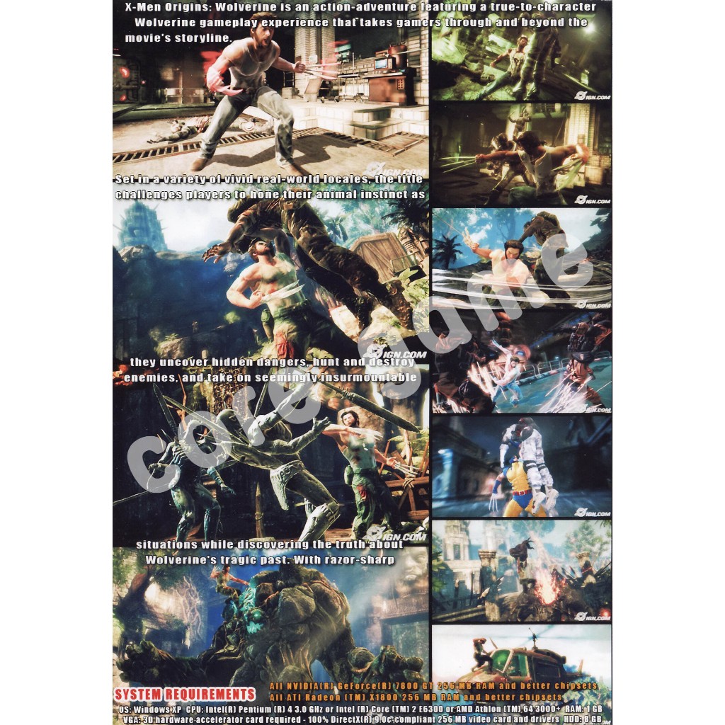 X-Men Origins Wolverine แผ่นและแฟลชไดร์ฟ  เกมส์ คอมพิวเตอร์  Pc และ โน๊ตบุ๊ค