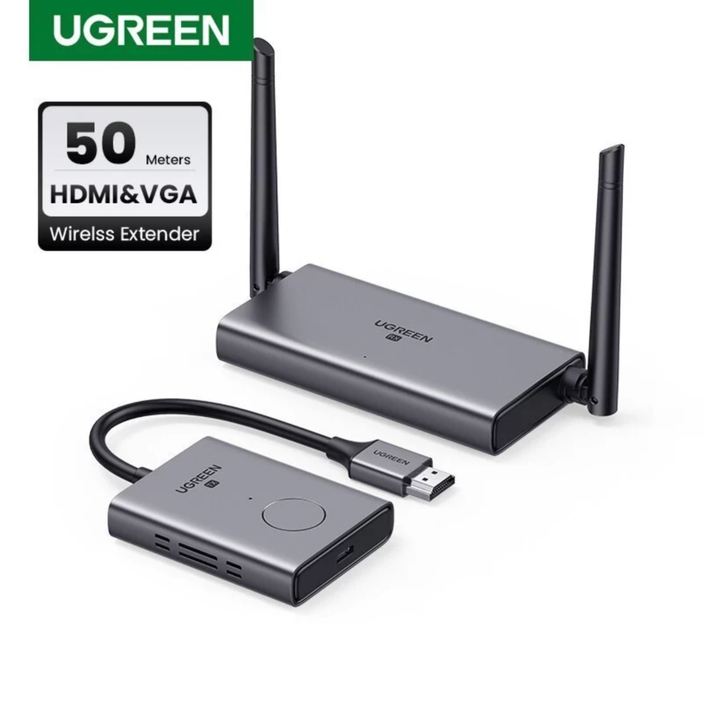 UGREEN HDMI Wireless Extender ระยะไกล 50 เมตร 1080P รองรับจอภาพเเบบ HDMI&VGA รุ่น CM506 (50633)