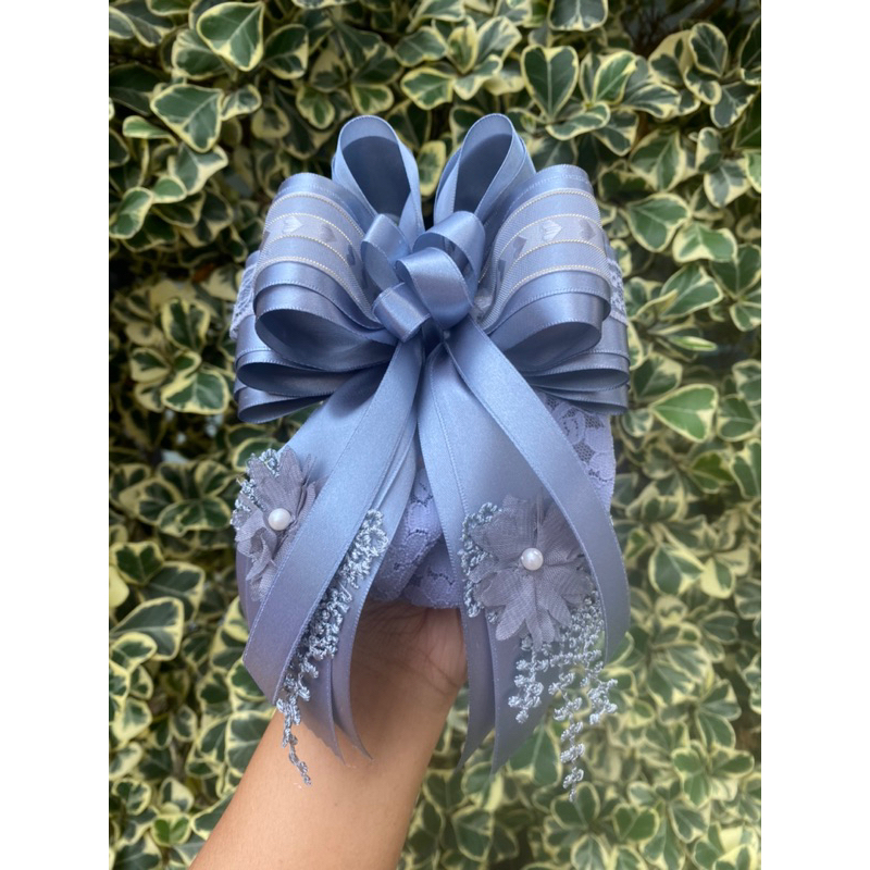 เน็ตติดผมhandmadeสีเทาหางดอกไม้No.30