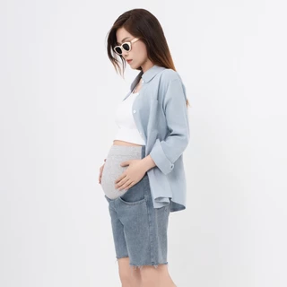 MACHIKO | S16 กางเกงยีนส์ขาสั้นคนท้อง ผ้ายีนส์ ช่วงหน้าท้องผ้าคอตตอน มีสายปรับขนาดเอว ใส่สบาย ใส่ได้ยันหลังคลอด