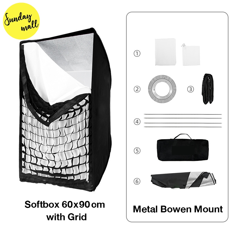 ชุดโคมกระจายแสง SOFTBOX BOWEN MOUNT มาตรฐานสากล ตัวกระจายแสง Softbox With Grid