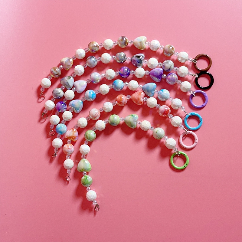 สายคล้องโทรศัพท์มือถือ ลูกปัดจี้หัวใจใหญ่ ห้อย POP MART และ LABUBU พวงกุญแจป้องกันหาย หลายสีพร้อมส่ง - รูปที่ 5