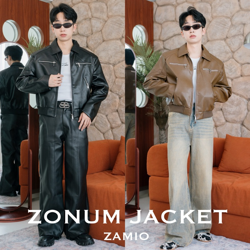 ZONUM JACKET เสื้อแจ็กเก็ตหนังทรงโอเวอร์ไซส์