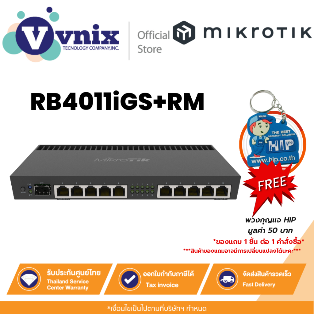 Mikrotik RB4011iGS+RM เราเตอร์บอร์ด พร้อมด้วย CPU Annapurna Alpine AL21400 Cortex A15 By Vnix Group
