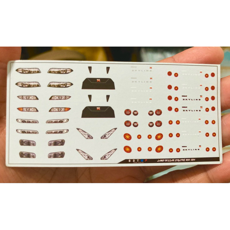 ดีคอลไฟหน้า ไฟท้าย Nissan GTR R35 gotzila 1/64 hotwheels ฮ๊อตวิว หมึกรองขาว r33 r34 r32 logo