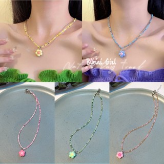 สร้อยคอ ลูกปัด จี้ดอกไม้โดพามีน มีหลายสี เครื่องประดับแฟชั่น