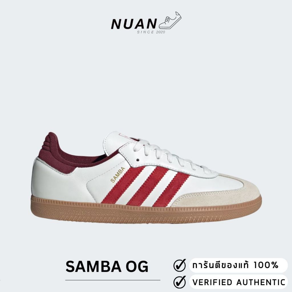 Adidas Samba OG 'White Better Scarlet' JI3201 ของเเท้ 100 % รองเท้าแฟชั่น  รองเท้าลำลอง