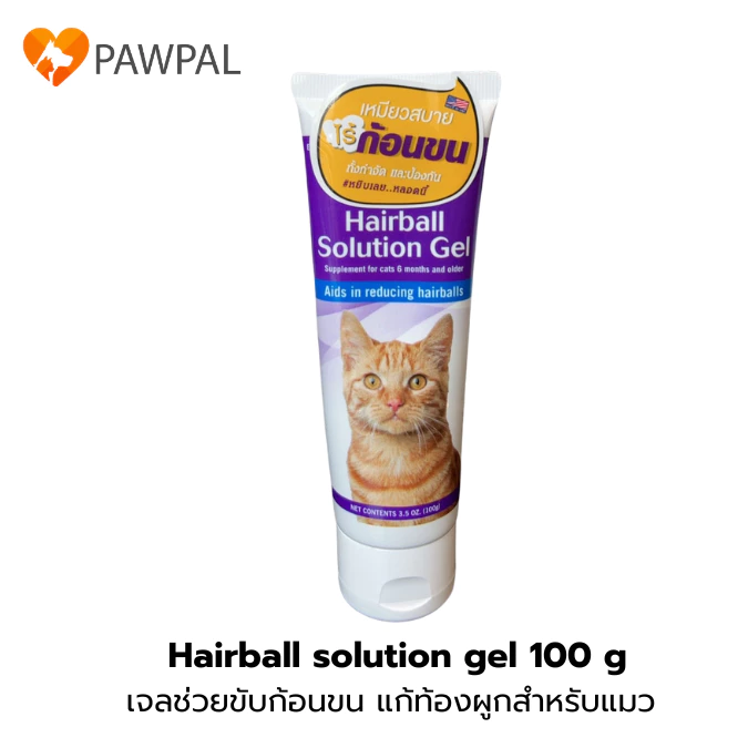 Hairball Solution Gel 100 g🔥Exp.2028 เจลช่วยขับ และป้องกันก้อนขน แก้ท้องผูก บำรุงขน ทานง่าย สำหรับสัตว์เลี้ยง