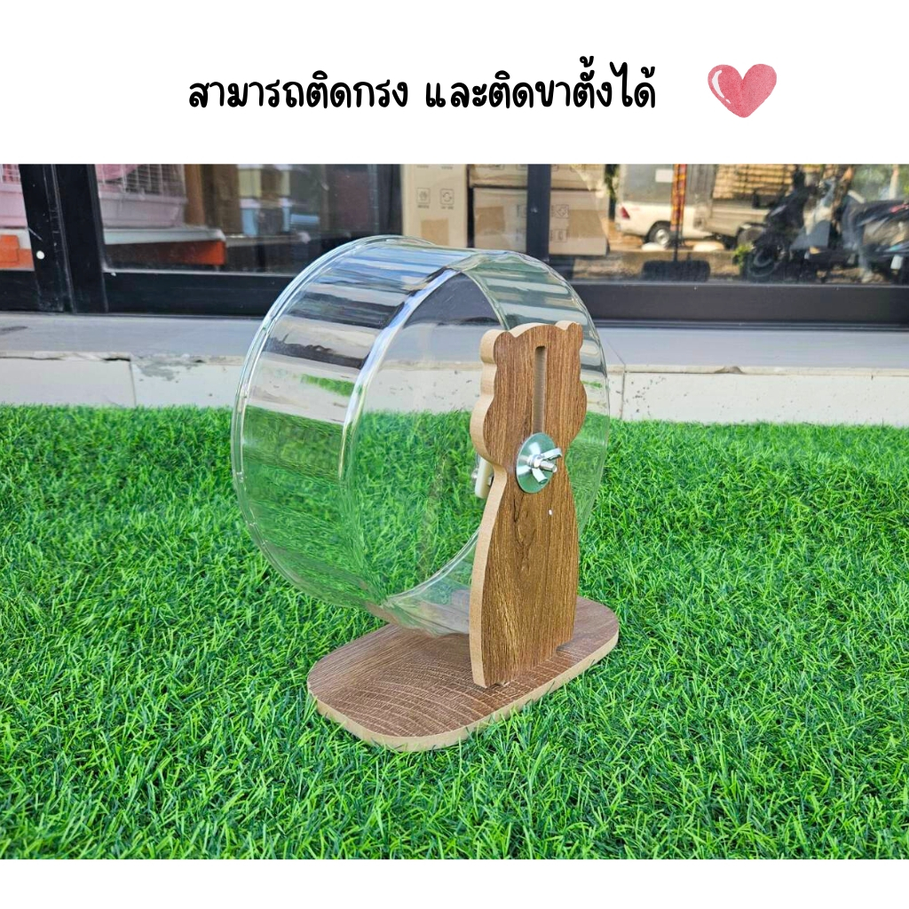 จักรปั่นหนูแฮมสเตอร์ กระรอก ชูก้าร์ไกลเดอร์ จักรปั่นอะคริลิค พร้อมขาตั้ง ของเล่นสัตว์เล็ก - รูปที่ 2