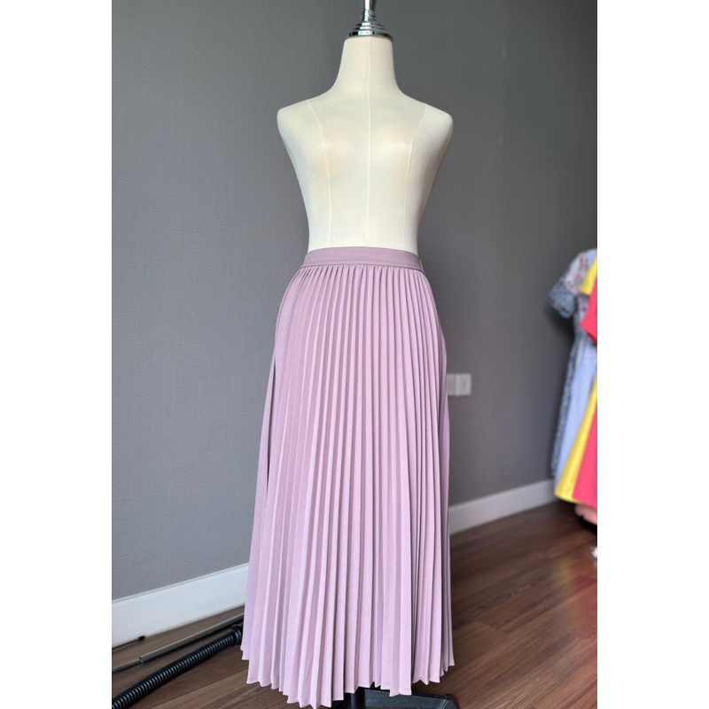 กระโปรงพลีทG2000สีชมพูนู๊ด