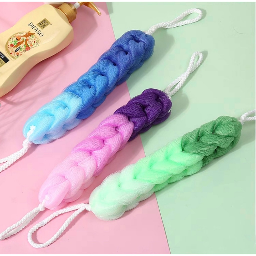 พร้อมส่ง!! ใยขัดตัว ขัดหลัง อาบน้ำ แบบยาว ใยนิ่มไม่บาดผิว มีเชือกสองด้าน ใช้ได้ทั้งเด็กและผู้ใหญ่