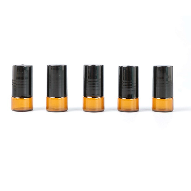 ขวดลูกกลิ้ง ขวดสีชา-ฝาสีดำ 1ML แบ่งขาย(3/6/12ขวด)