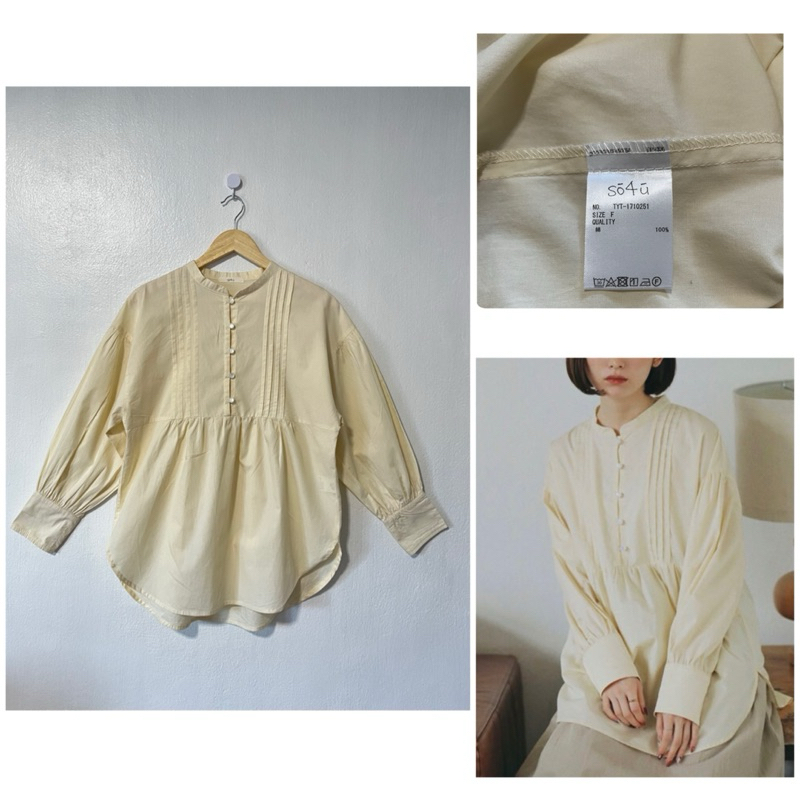 so4u เสื้อแขนยาว คอจีน เสื้อญี่ปุ่นมือสอง