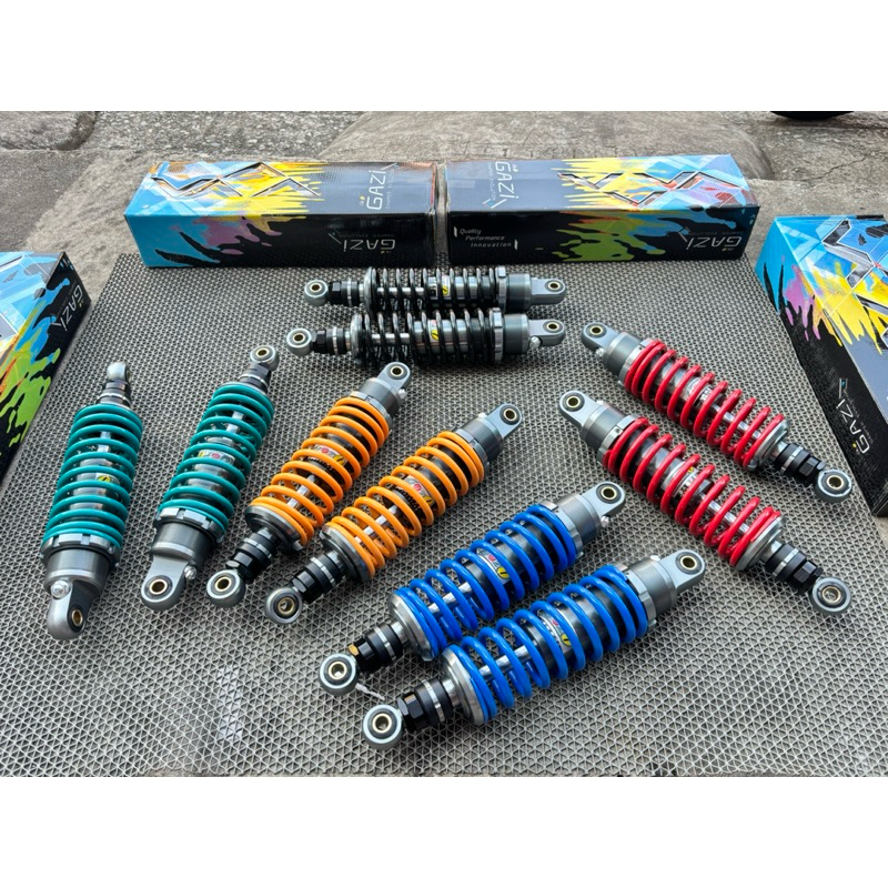 โช็ค GAZI wave สปริงถี่ รถแข่ง สูง 280/290/300/310/320 มิล ปรับรี่บราว์น32ระดับ  สีดำ/แดง/เหลือง/ฟ้า/เขียวไนตรอน