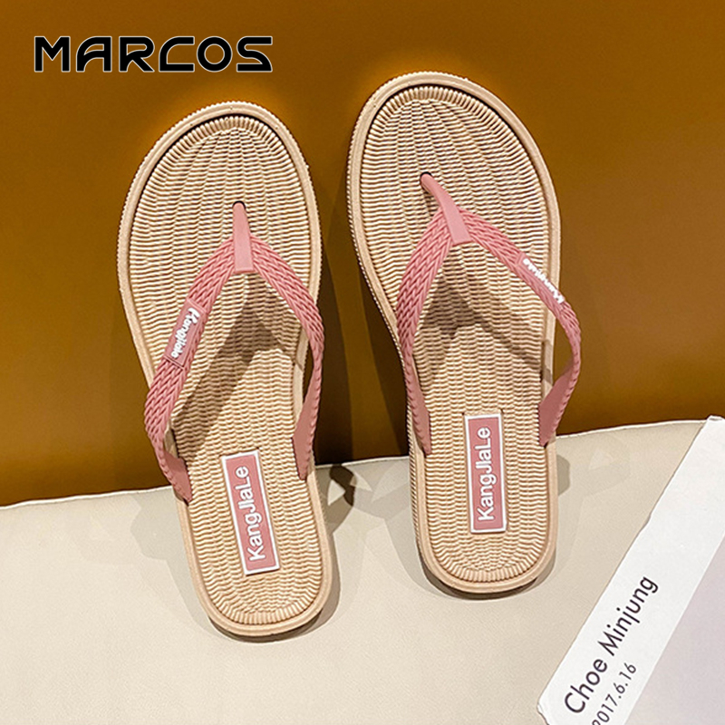 MARCOS รองเท้าแตะคีบ เรียบง่าย ใส่สบาย ทันสมัย รองเท้าแตะดีไซน์เรียบง่าย ใส่ได้กับทุกชุด รองเท้าแตะพื้นเรียบ เดินมั่นคง.