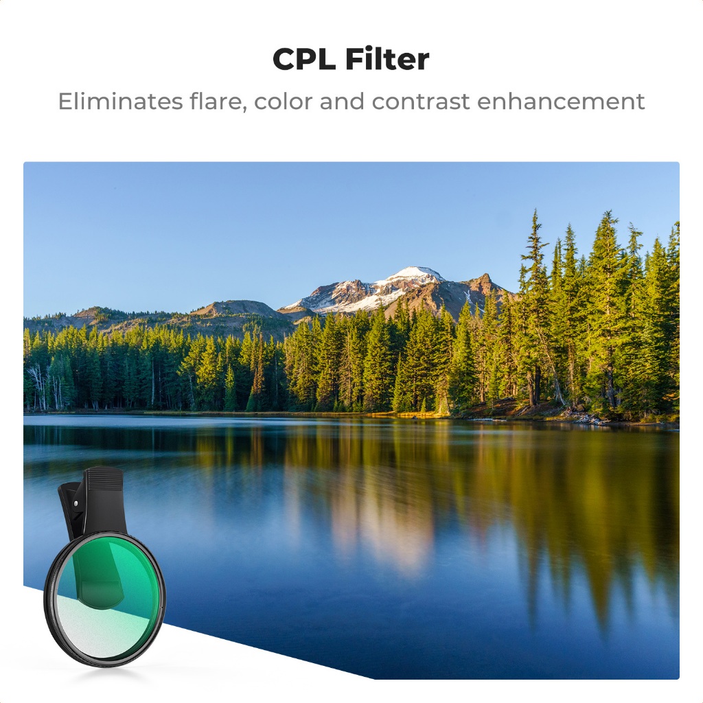 K&F CONCEPT 67mm mobile Phone clip black soft 1/4Filter mobile phone CPL Filter mobilePhone NDFilter