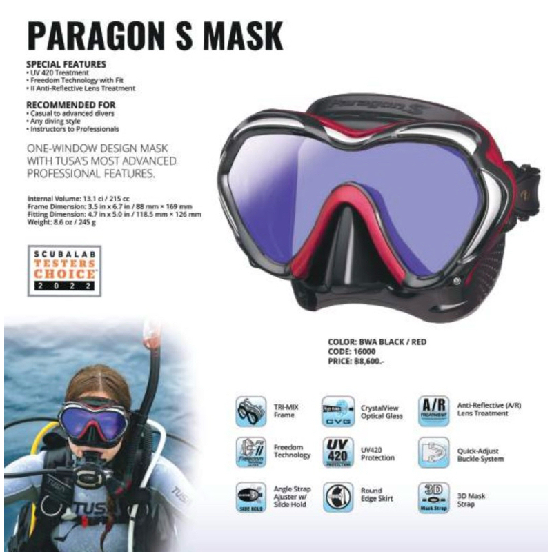 PARAGON S MASK from TUSA diving mask