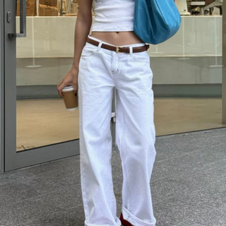 [ PAPADON'TCRY ] - Low Rise Jeans กางเกงยีนส์เอวต่ำทรงกระบอก
