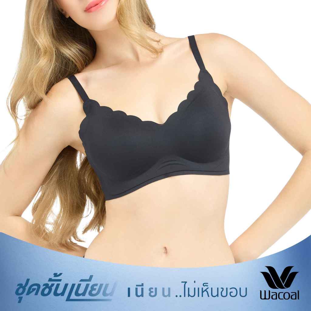 Wacoal ชุดชั้นเนียน บราไร้โครง Smart Size เนียนเรียบ รุ่น WB5X76 สีดำ (BL)