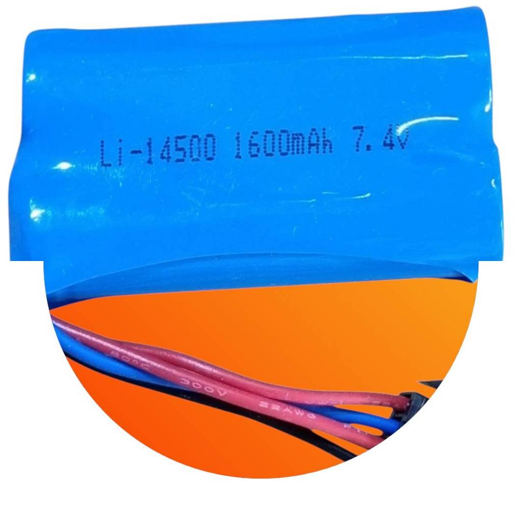 แบตเตอรี่ปืนฉีดน้ำไฟฟ้า Li-ION 14500 7.4V 1600 mAh.ปลั๊กแบบ 4 สาย(4รู) / Plug SM-4P ใช้ได้กับปืนฉีดน้ำ และรถบังคับไฟฟ้า