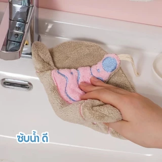 ผ้าเช็ดมือลายการ์ตูน แบบแขวน ผ้าเช็ดมือในห้องน้ำ ห้องครัว แห้งไว ซับน้ำได้ดี ไม่เหม็นอับ