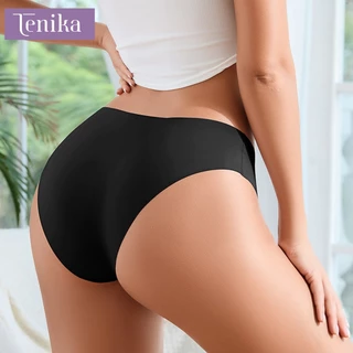 TENIKA กางเกงในจีสตริง เซ็กซี่ Ice Silk กางเกงในไร้ขอบ Thong Panties กางเกงชั้นในสตรีเอวต่ำ（3pcs）
