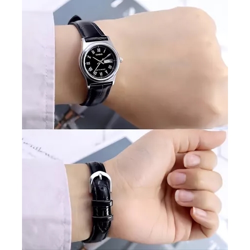 Casio Standard นาฬิกาข้อมือผู้หญิง สีดำ สายหนังสีดำ รุ่น LTP-V006L-1BUDF,LTP-V006L-1B,LTP-V006L