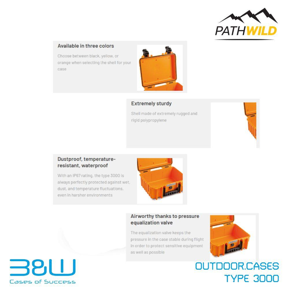 B&W OUTDOOR.CASES TYPE 3000 กล่องใส่อุปกรณ์ แบรนด์เยอรมัน ป้องกันแรงกระแทกสูง น้ำหนักเบา ความจุ 11.7 ลิตร