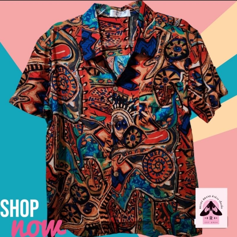 เสื้อฮาวาย ลายเร้กเก้ สไตล์โบฮีเมียน ผ้าสปันเรย่อน ใส่ได้ทั้ง ช ญ