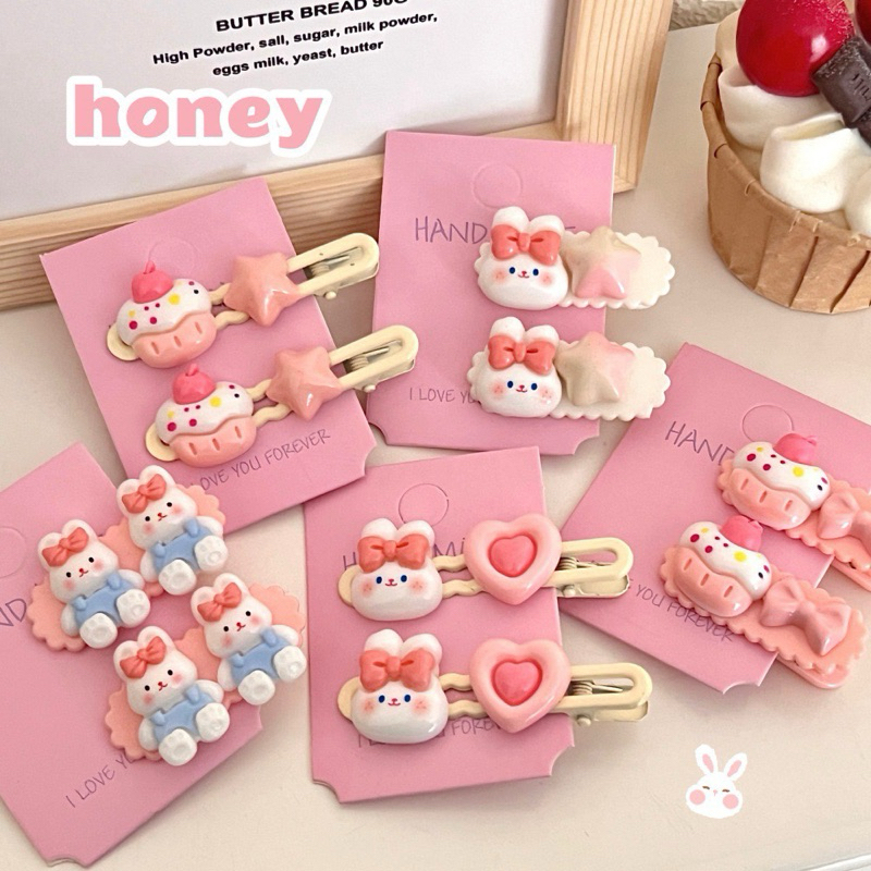 Cute 346 กิ๊บติดผม กิ๊บหนีบผมกระต่าย ขนม 2 ชิ้น / แพ็ค