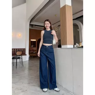 กางเกงยีนส์ กางเกงยีนส์ถูพื้น เอวสูง ผ้ายีนส์นิ่ม ใส่เที่ยวสวยมาก
