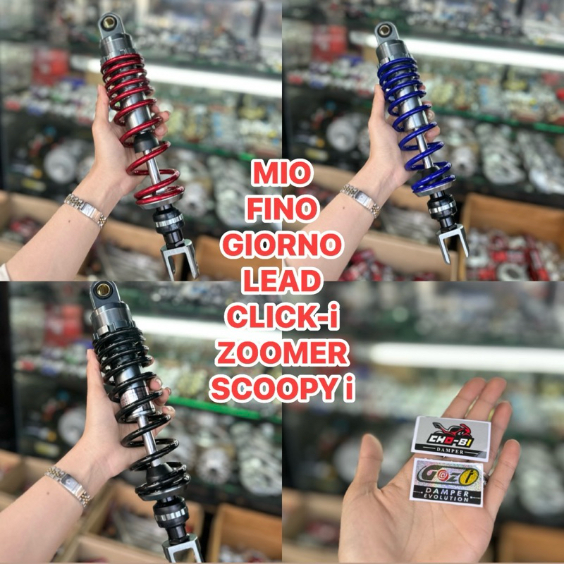 โช๊คหลังโชบิ CHO-BI สำหรับ GIORNO/LEAD125/MIO/FINO/Click110i /ZOOMER/SCOOPY i (ขนาด300/310MM.)ฟรีสติ๊กเกอร์ตามรูป✅