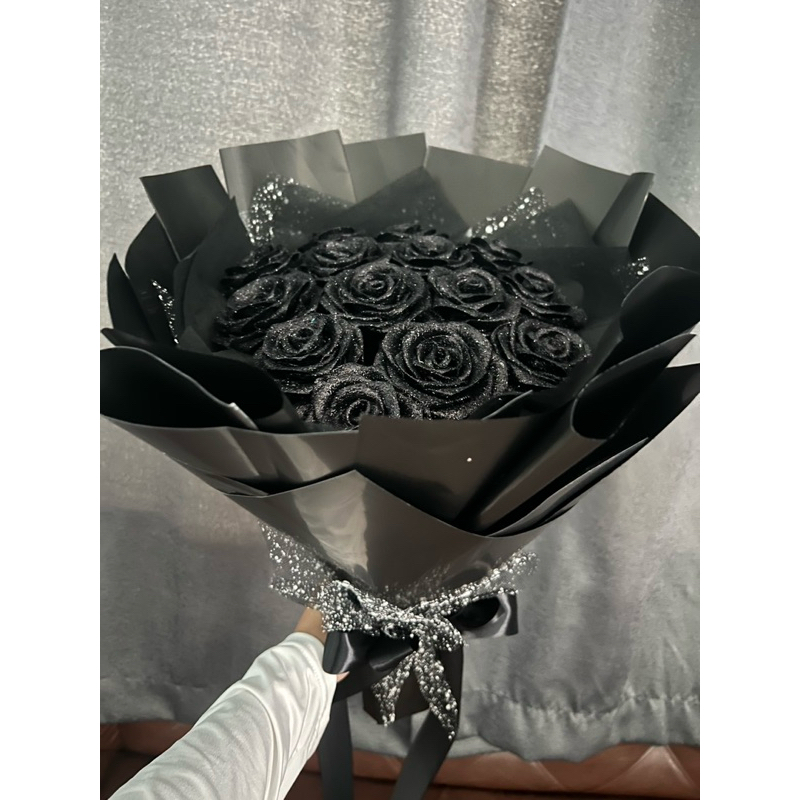 ช่อดอกไม้ริบบิ้น 14ดอก ดอกกุหลาบริบบิ้น (เปลี่ยนสีดอกกุหลาบได้ค้าบ)