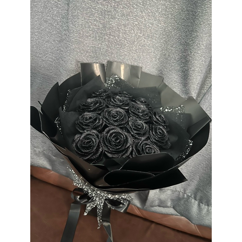 ช่อดอกไม้ริบบิ้น 14ดอก ดอกกุหลาบริบบิ้น (เปลี่ยนสีดอกกุหลาบได้ค้าบ)