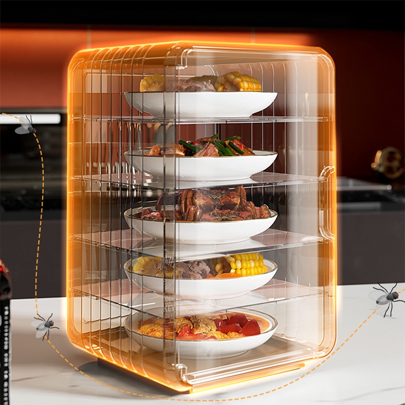 ชั้นเก็บอาหาร คอนโดเก็บอาหาร ผ้าคลุมผักระบายอากาศได้หรูหราพลาสติกใสถอดออกได้กันฝุ่นโต๊ะในครัวกันยุงและแมลงวัน - รูปที่ 2