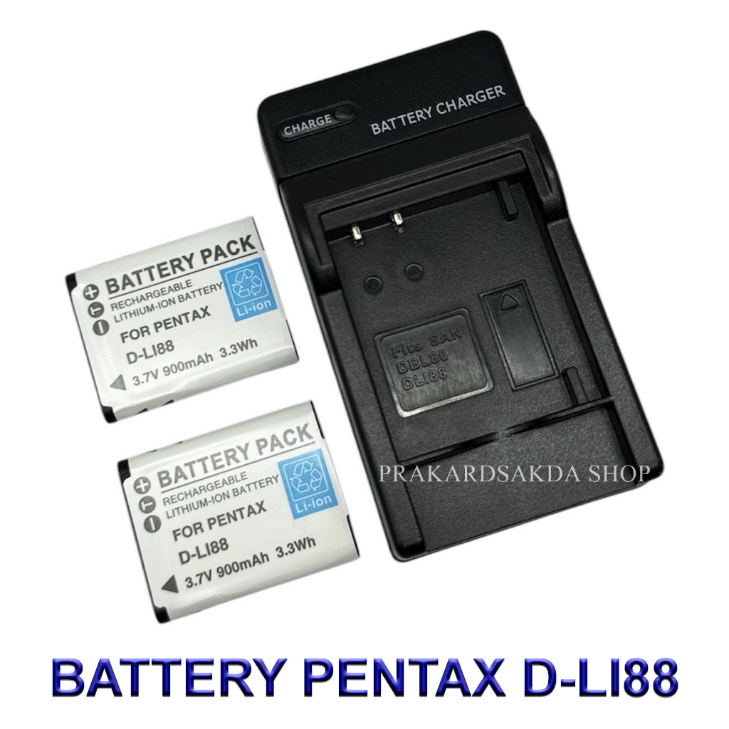 Pentax D-Li88 \ DLI88 Sanyo DB-L80 \ DBL80 Battery \ Charger \ Battery and Charger For Pentax Optio H90,P70,P80,W90,WS80
