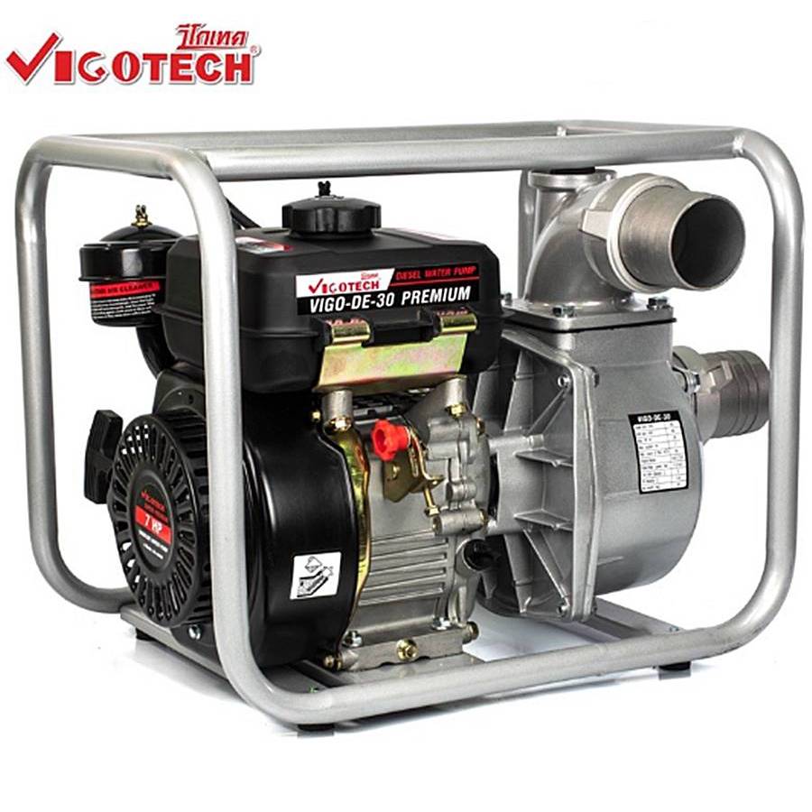 เครื่องยนต์สูบน้ำดีเซล ขนาด 3 นิ้ว ขนาด 7HP ยี่ห้อVIGOTECH รุ่น VIGO-DE30-PREMIUM (กุญแจสตาร์ท/เชือกดึง) ไม่รวมแบต