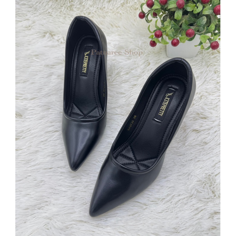 ⭐️พร้อมส่ง⭐️KITEPRETTY รุ่น K9730 รองเท้าคัชชูทำงาน หนังนิ่ม ส้นสูง 3 นิ้ว ปลายแหลม Size 35-40